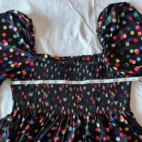 Ruched black and multi-color polka dot top - Picture 4 of 8